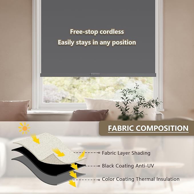 SUNOFF Cordless Blackout Roller Shades Blinds