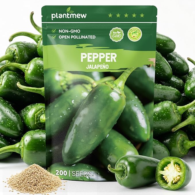 200 Heirloom Jalapeno Pepper Seeds for Planting â Hot Pepper, High Germination, Fast-Growing, Ideal for Home Garden, Container, or Greenhouse