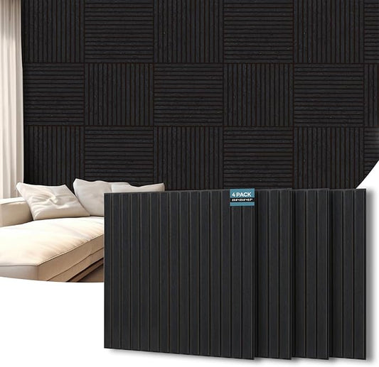 AKUMAX 4 Pack Wood Panels-3D Slat Wall Panelling