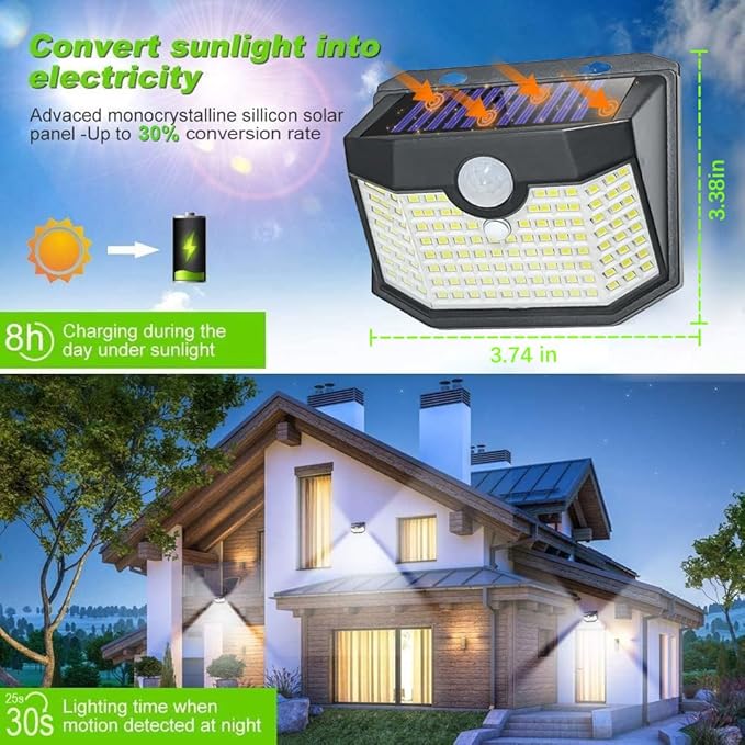 HMCITY 120 LED Solar Lights Outdoor