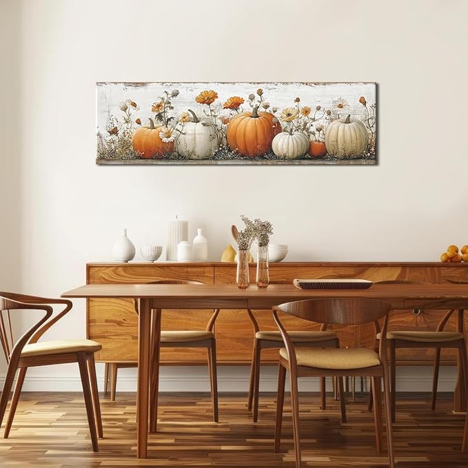 Large Pumpkin Wall Art Fall Wall Decor Farmhouse Kitchen Pictures Wall Decor