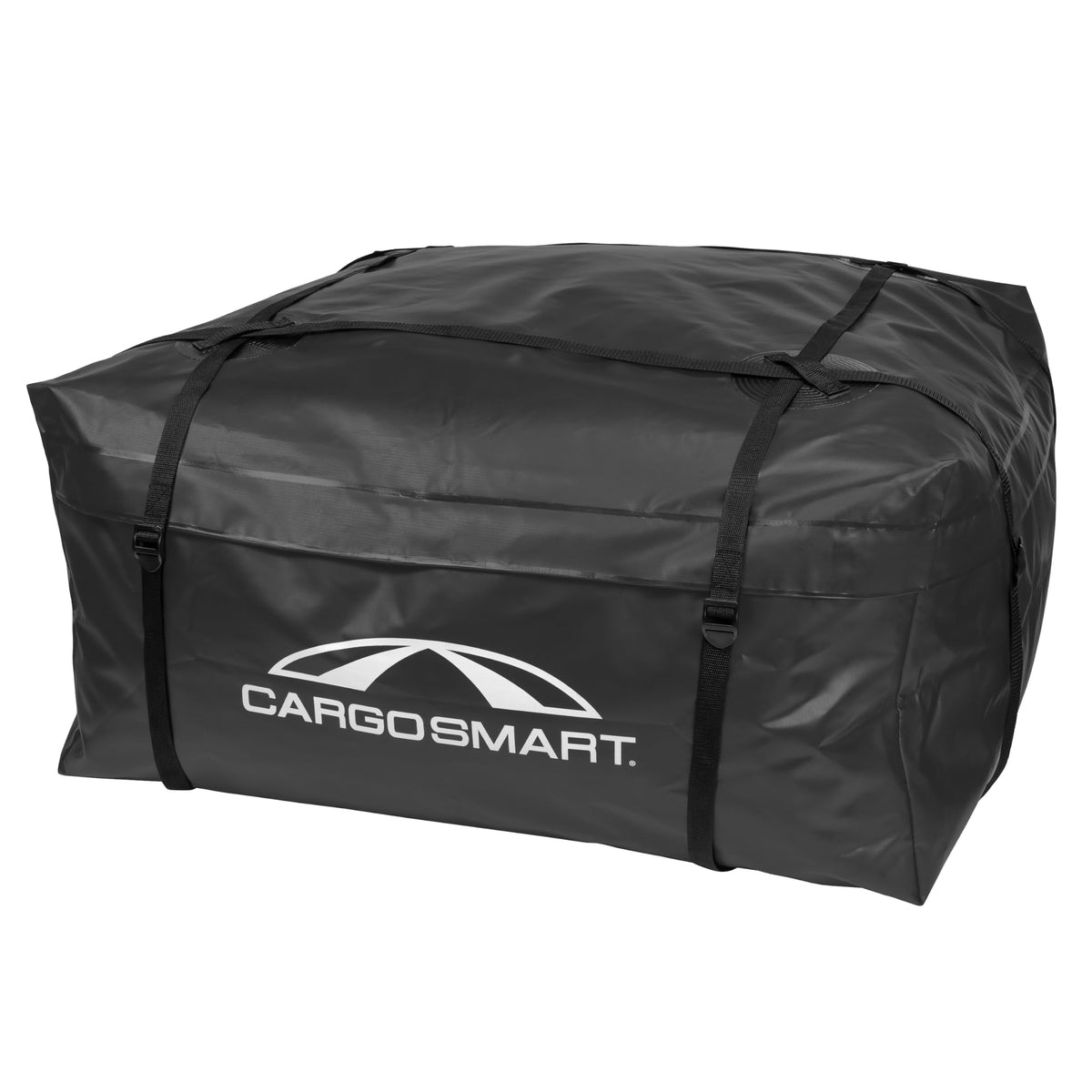 CARGOSMART CargoSmart Soft Sided Car Top Cargo Bag, 38âx38âx18â â Adds up to 15 Cubic Feet of Storage â Easily Mounts to Vehicleâs Roof Rack or Roof Top Basket â Heavy-Duty Vinyl, Black