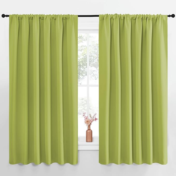 NICETOWN Blackout Curtains for Bedroom, Fresh Green, 1 Pair, 70 by 63-inch
