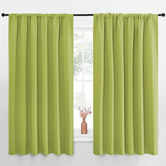 NICETOWN Blackout Curtains for Bedroom, Fresh Green, 1 Pair, 62 by 63-inch