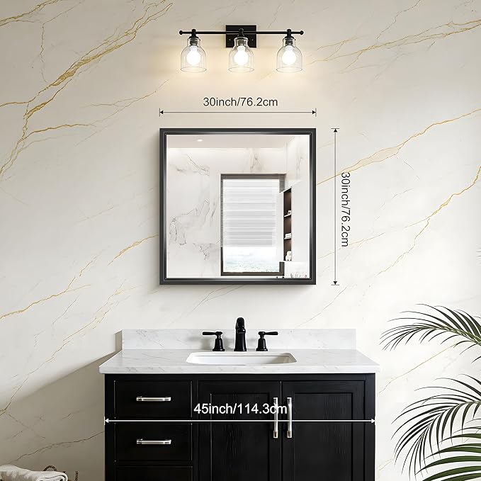 Black Bathroom Mirror, 30x30 Square Mirrors