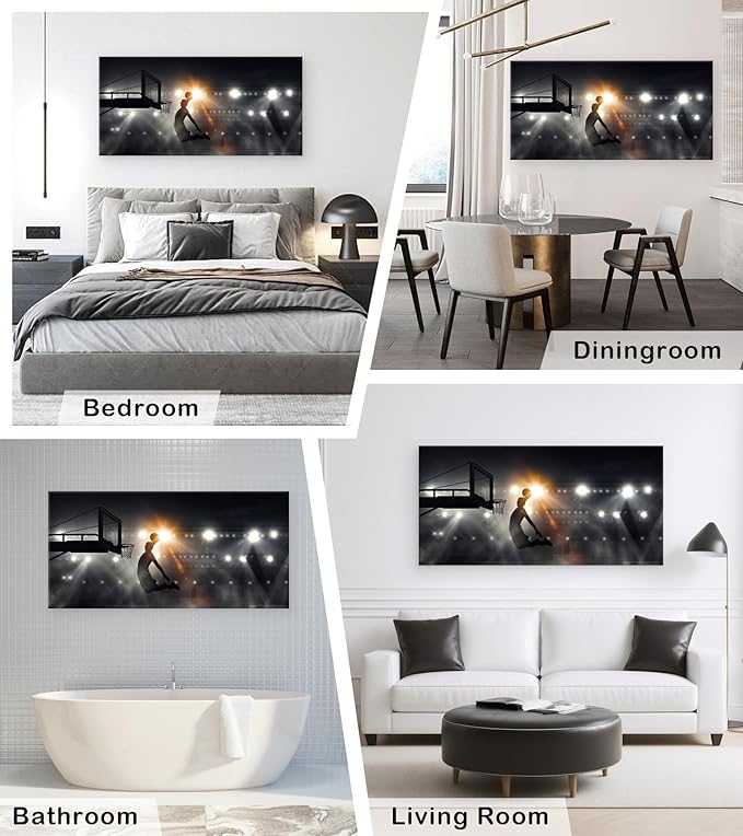 Muolunna BK06675 Basketball Sports Canvas Wall Art Picture 1 Panel Sports Painting Art Prints For Living Room Boys Room Office Wall Decor Artwork
