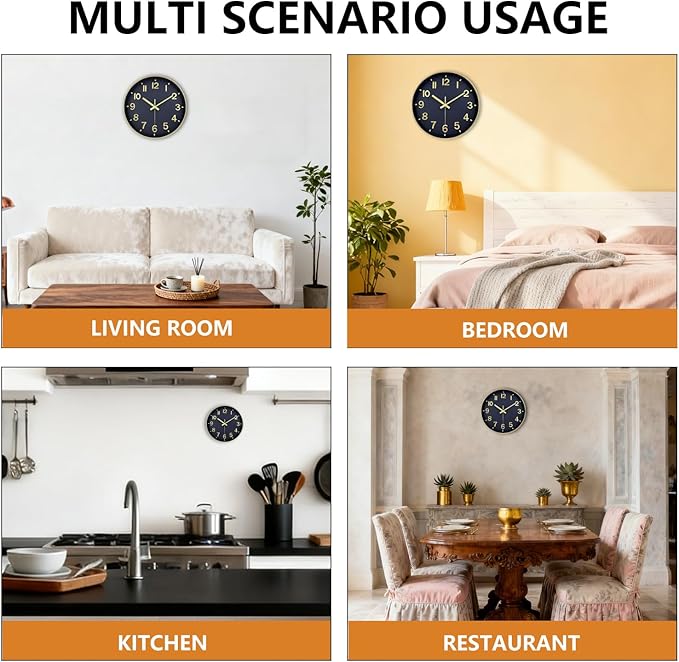 Modern Wall Clock, 10 Inch Digital Wall Clocks Battery Operated, Round Non