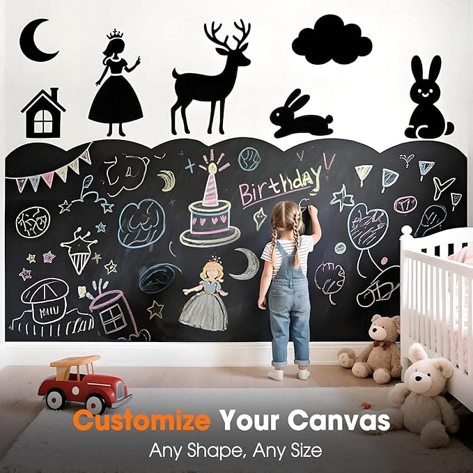 Chalkboard Wallpaper Peel and Stick, 35.4"x118.1" Blackboard Contact Paper Self