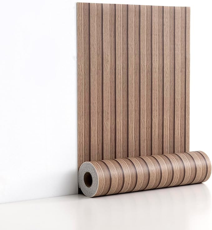 Peel and Stick PVC Slat Wall Panels, Wood Grain Self-Adhesive Soundproof