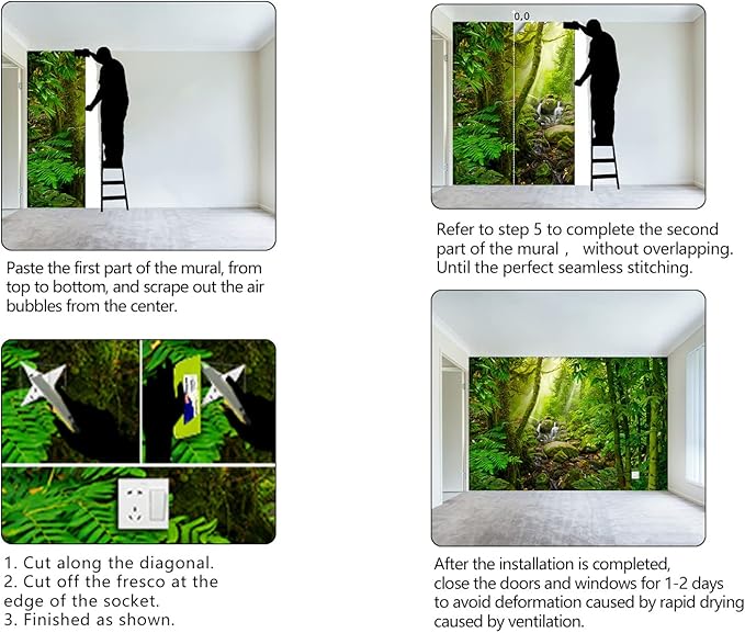 Green Forest Tropical Rainforest wallpeper Living Room Bedroom Nature Jungle