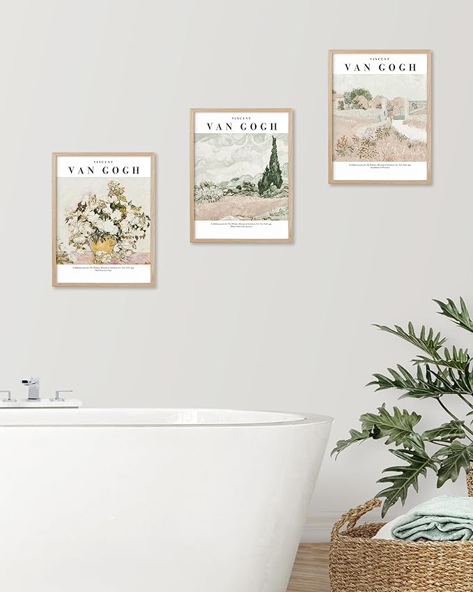 HesenDot Unframed Vintage Van Gogh Exhibition Posters Set of 3, French Country