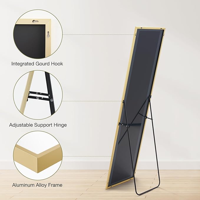Sweetcrispy 59"x16" Full Length Mirror, Leaning or Standing Full Body Mirror