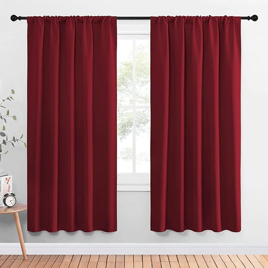 NICETOWN Christmas Burgundy Blackout Curtains and Drapes