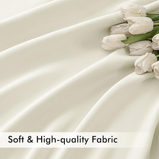 MIULEE Cream Back Tab Blackout Curtains 63 Inch Length 2 Panels Set