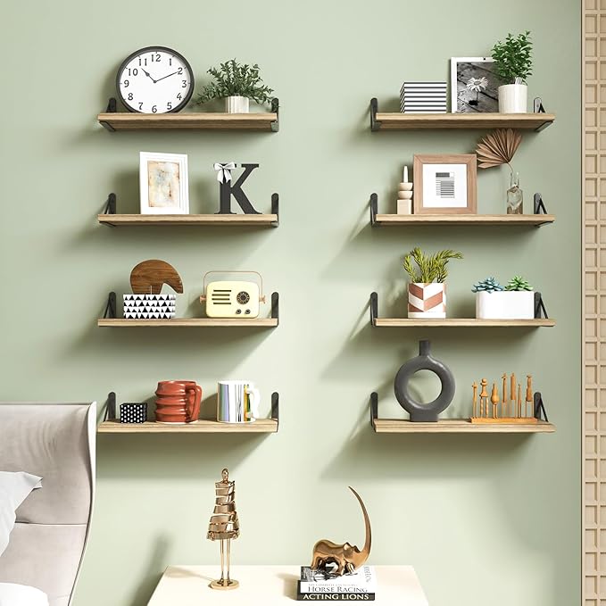 Fixwal Shelves for Room Wall, Width 4.7in Rustic Wood Wall Storage, Floating
