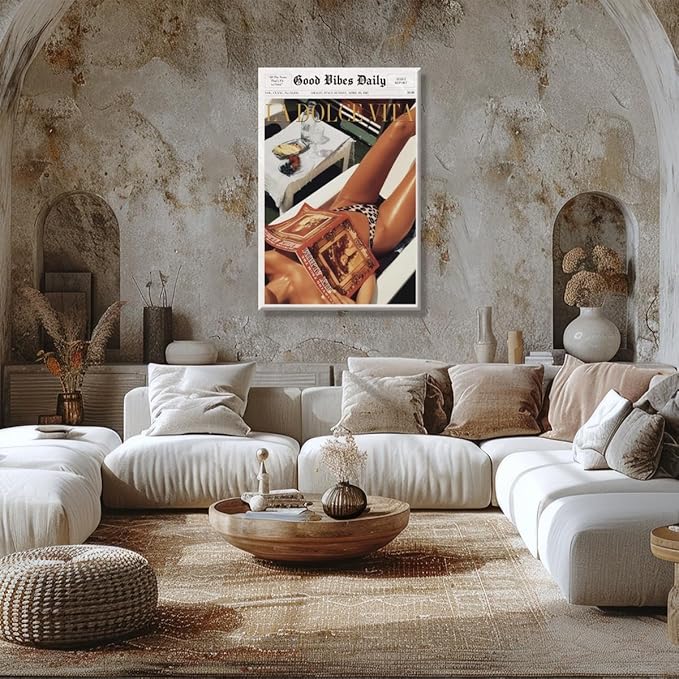 Trendy Newspaper Posters Vintage Good Vibes Daily Wall Art 60s La Dolce Vita