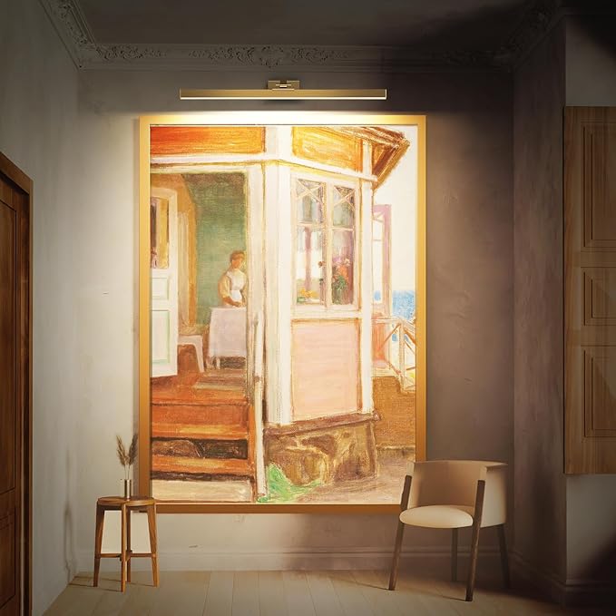 Afyuol Picture Lights for Wall, Brass Battery Operated Picture Light 24in Art