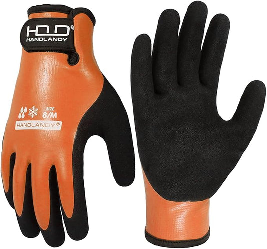 AIGEVTURE Waterproof Winter Work Gloves Men,Cold Weather Insulated Work Gloves Thermal Liner Superior Grip Latex Coating Warm for Outdoor Medium