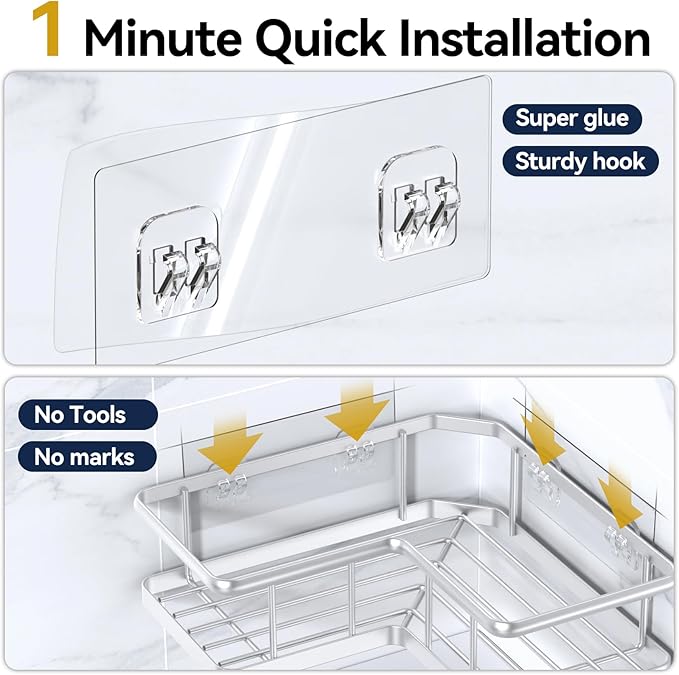 YASONIC Shower Caddy Corner, No Drilling Shower Organizer Corner