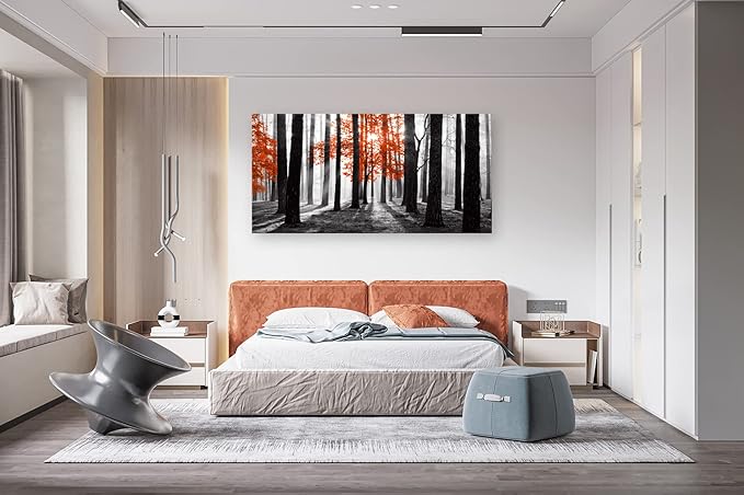 Cao Gen Decor Art S06675 Wall Art Canvas Painting Red Tree in Black and White