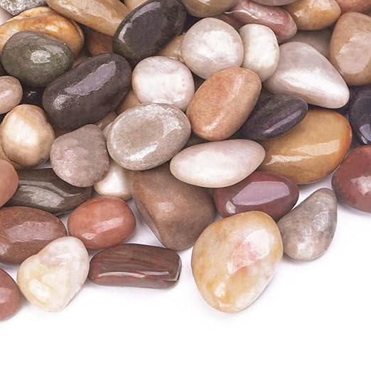 Pulovin 10 lbs Decorative Rocks for Planters and Outdoor Landscaping, 1"- 1 1/2", Pebbles for Indoor Plants, Vases, Terrarium, Polished Stones for Garden Decor