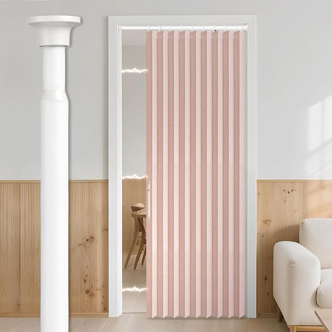 AJAZZ Blackout Curtain with Curtain Rods Included Invisible Accordion Doors