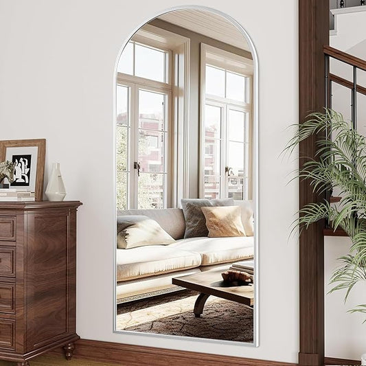 Rowjut Large 71"x30" Arched Full Length Mirror White Floor &Standing
