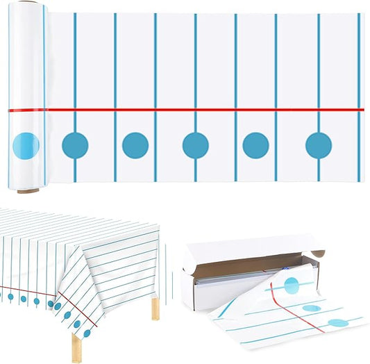 Kochorie 100 Ft x 54 Inch Back to School Notebook Tablecloth Roll Plastic