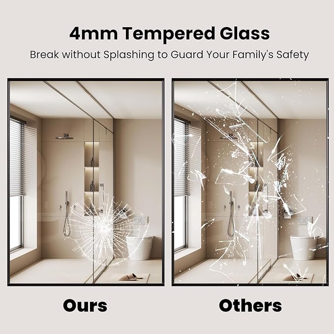 LOAAO Black Bathroom Mirror 60"X28"