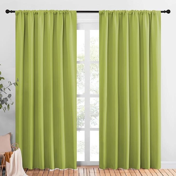 NICETOWN Living Room Curtains, Fresh Green, 1 Pair, 70 x 84-inch, Home