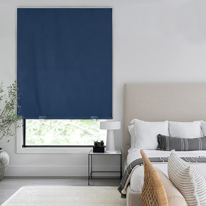 LazBlinds 100% Blackout Roller Shades, No Tools No Drill Cordless Blinds
