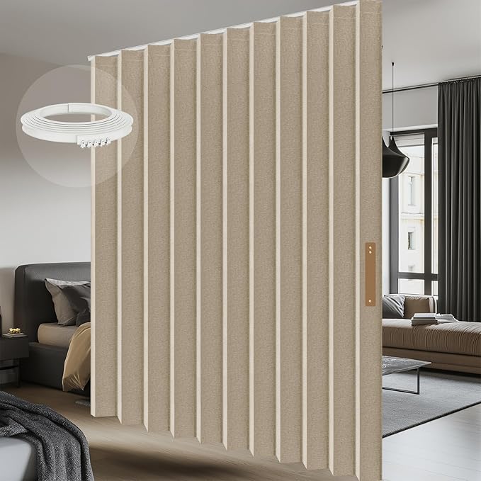 Room Divider Curtain Sets with Flexible Ceiling Track, Privacy Soundproof