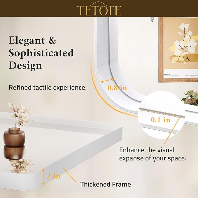 TETOTE 24 x 36 White Frame Mirror