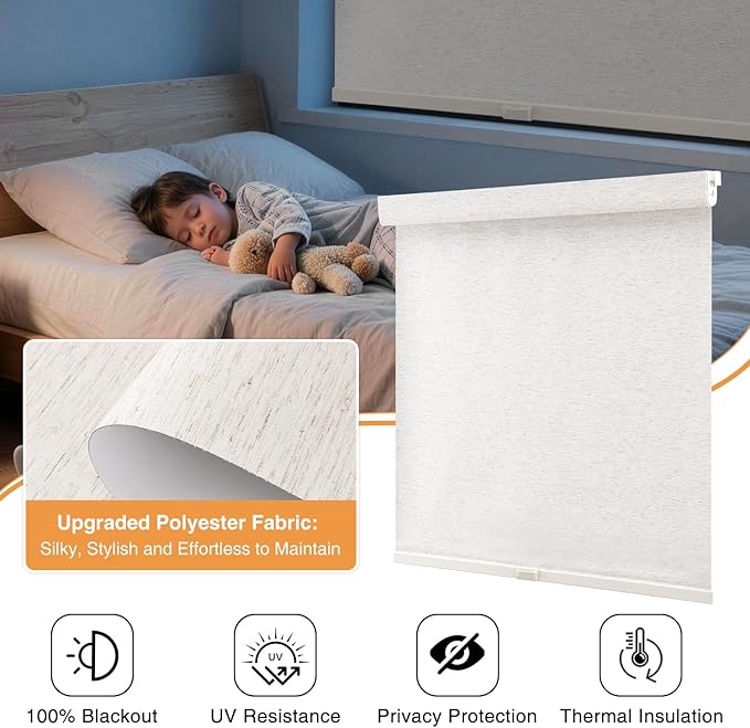 AOSKY No Drill Cordless Blackout Roller Shades