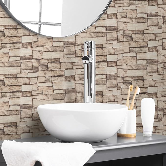 20PCS 3D Wall Panels Peel and Stick Foam, Self-Adhesive Decorative 3D Brick