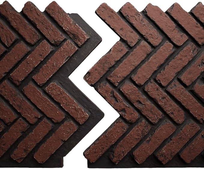 EverStone Herringbone Faux Brick Panel, 46 1/2"W x 25 1/4"H x 1"D, Heath Color
