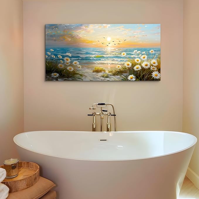 SERIMINO Large Canvas Wall Art Prints, Ocean Sunset Landscape Canvas Prints