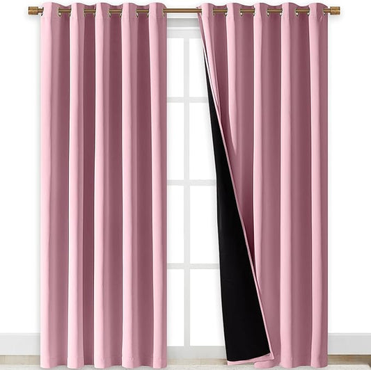 NICETOWN Crystal Pink Full Shade Curtain Panels, Pair of Energy Smart & Noise