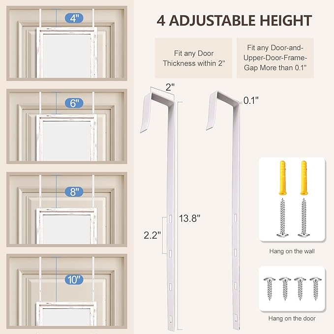 50"x16" Door Mirror, Rustic Full Length Mirror, Over The Door Hanging Mirrors