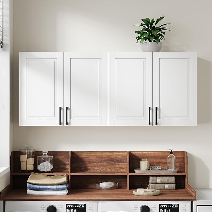ChooChoo Laundry Room Cabinets, 4 Doors Wall Mounted Storage Cabinet, Kitchen