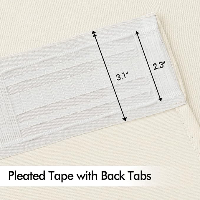 MIULEE Birch Back Tab Blackout Curtain 96 Inch Long 2 Panels Set