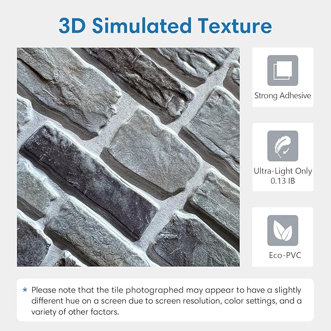 COMSTICKC 3D Faux Stone Wall Panel Peel and Stick Wall Tiles, Ultra-Light Thin