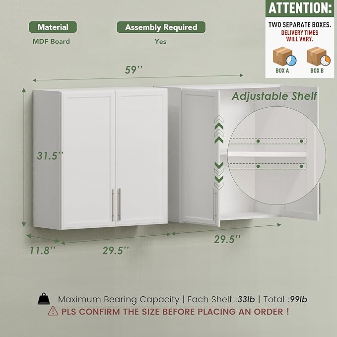 FIMELLO 60" Laundry Room Wall Cabinets