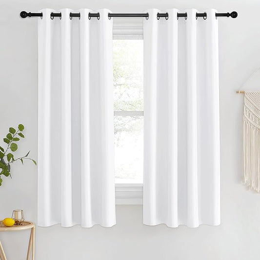 NICETOWN White Room Darkening Curtain 63 inches Long