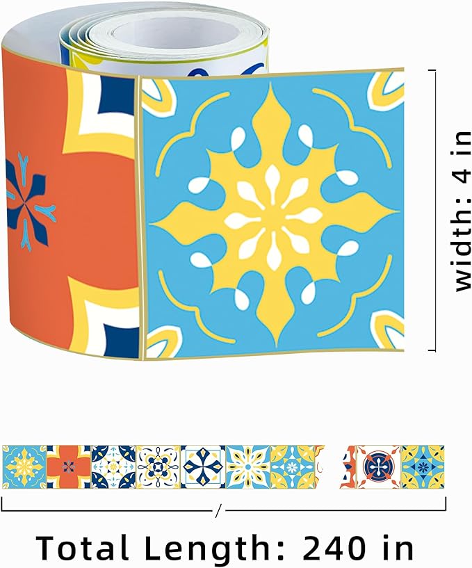 FLFK Wall Border Tile Stickers Peel and Stick Wallpaper Border