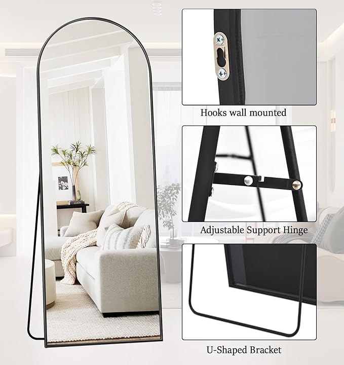 Rowjut 64"x21"Floor Mirror Arched Full Length Mirros, Mirror Floor Length