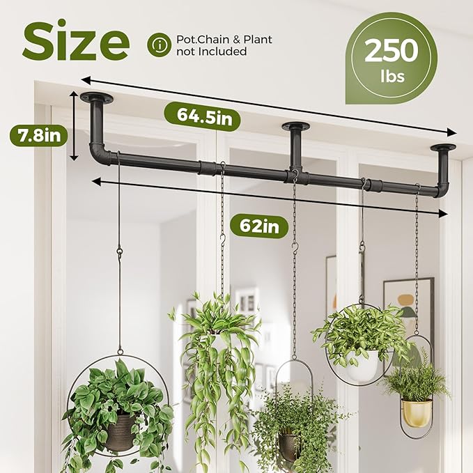 Bamworld Window Plant Hanger Indoor 63in Hanging Planters