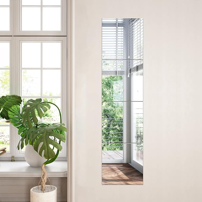 TRAHOME Home Gym Mirror Tiles for Wall, Living Room, Over The Door