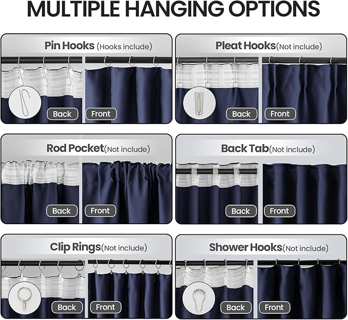 Navy Room Darkening Curtains 96 Inches Long