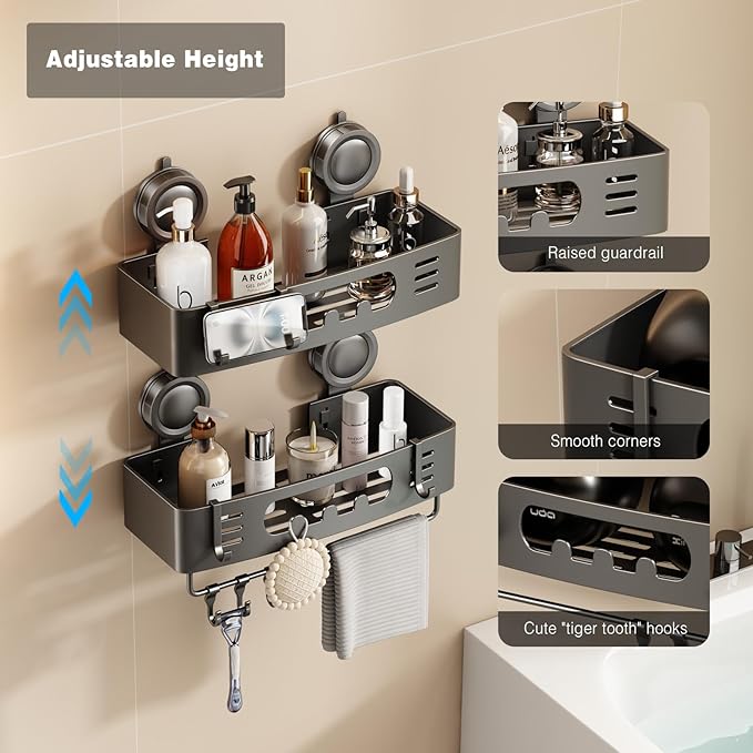 Voldra Shower Caddy Suction Cup, Shower Shelves